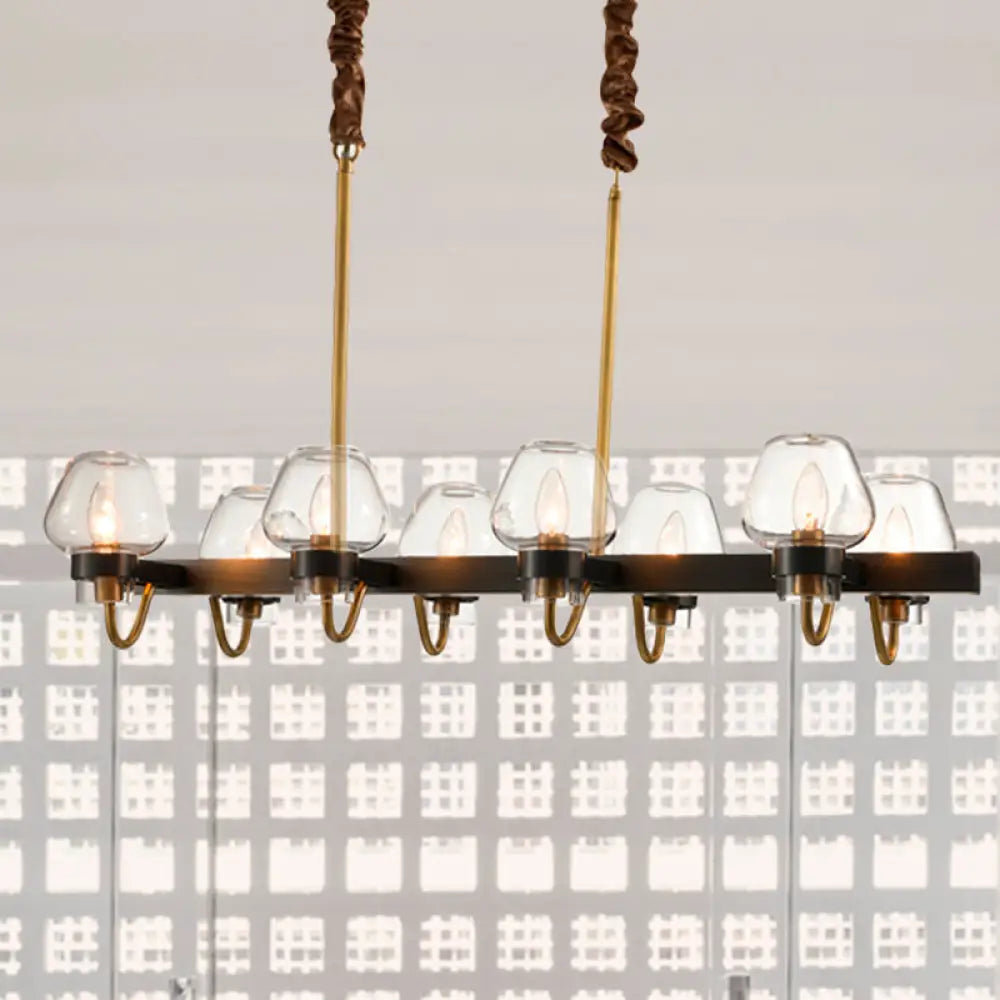 DecorBites™ Modernist Dome Island Chandelier - Clear Glass - 8/10 Lights - Black Finish