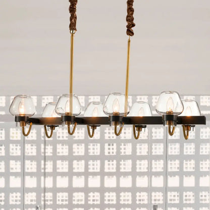 DecorBites™ Modernist Dome Island Chandelier - Clear Glass - 8/10 Lights - Black Finish