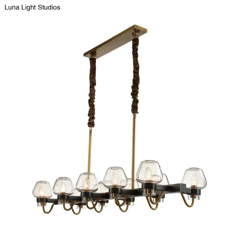 DecorBites™ Modernist Dome Island Chandelier - Clear Glass - 8/10 Lights - Black Finish