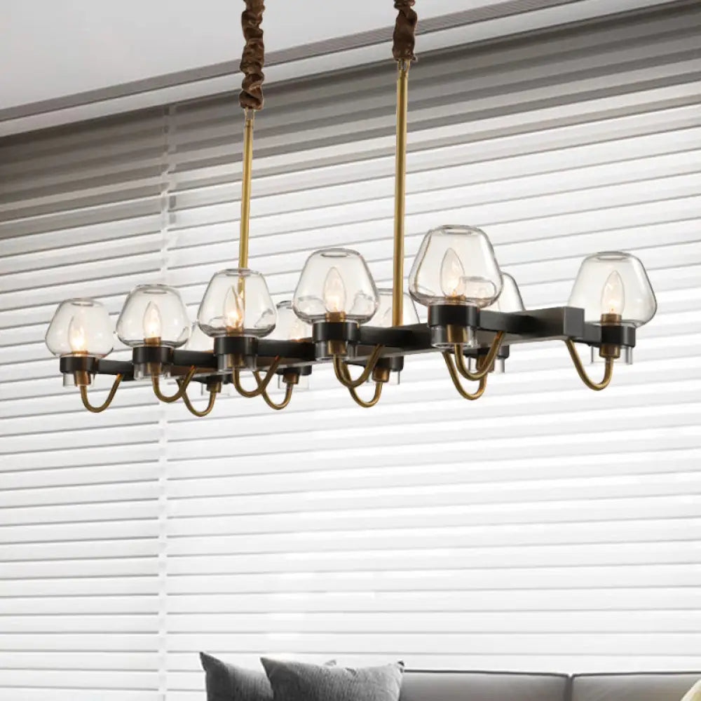 DecorBites™ Modernist Dome Island Chandelier - Clear Glass - 8/10 Lights - Black Finish