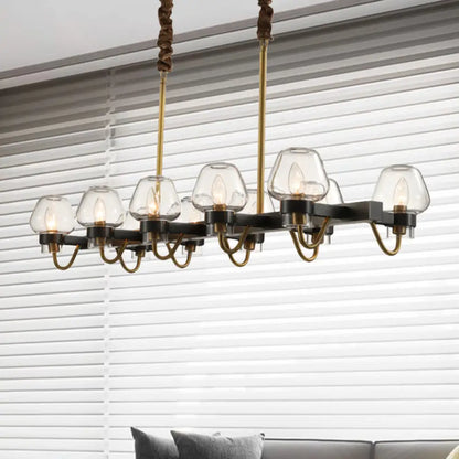 DecorBites™ Modernist Dome Island Chandelier - Clear Glass - 8/10 Lights - Black Finish
