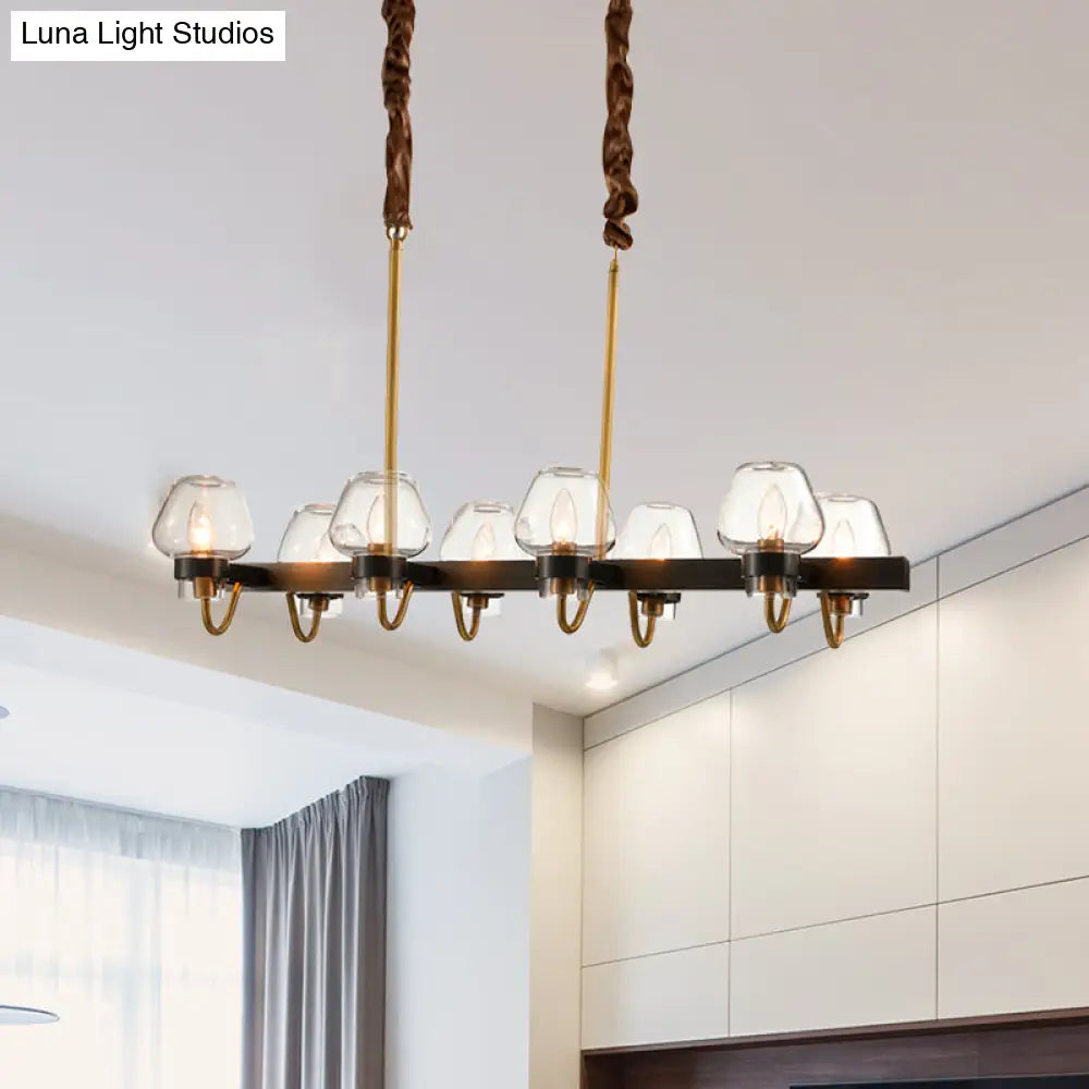 DecorBites™ Modernist Dome Island Chandelier - Clear Glass - 8/10 Lights - Black Finish