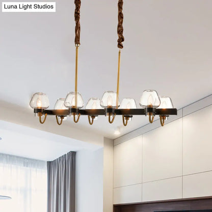 DecorBites™ Modernist Dome Island Chandelier - Clear Glass - 8/10 Lights - Black Finish
