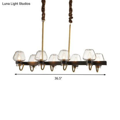 DecorBites™ Modernist Dome Island Chandelier - Clear Glass - 8/10 Lights - Black Finish