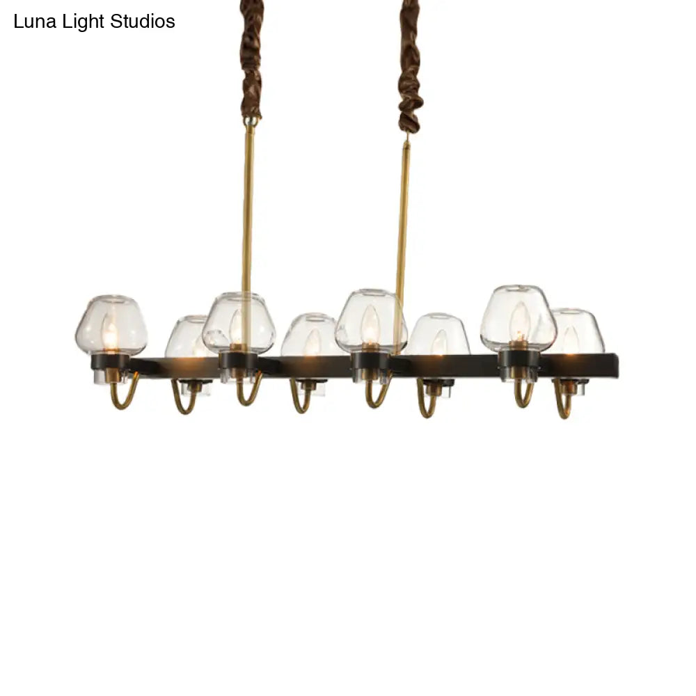 DecorBites™ Modernist Dome Island Chandelier - Clear Glass - 8/10 Lights - Black Finish