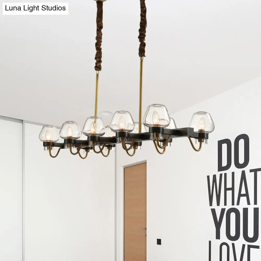 DecorBites™ Modernist Dome Island Chandelier - Clear Glass - 8/10 Lights - Black Finish