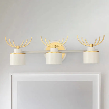 DecorBites™ Modernist Elk Design 3-Head Metal Wall Sconce in White for Living Room Lighting