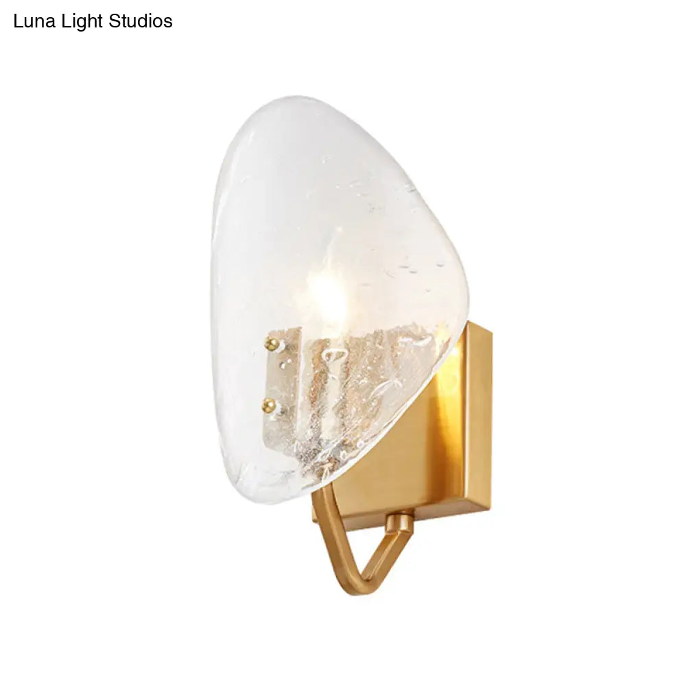 DecorBites™ Modernist Glass Shield Wall Lamp: Golden Sconce Light with Arm