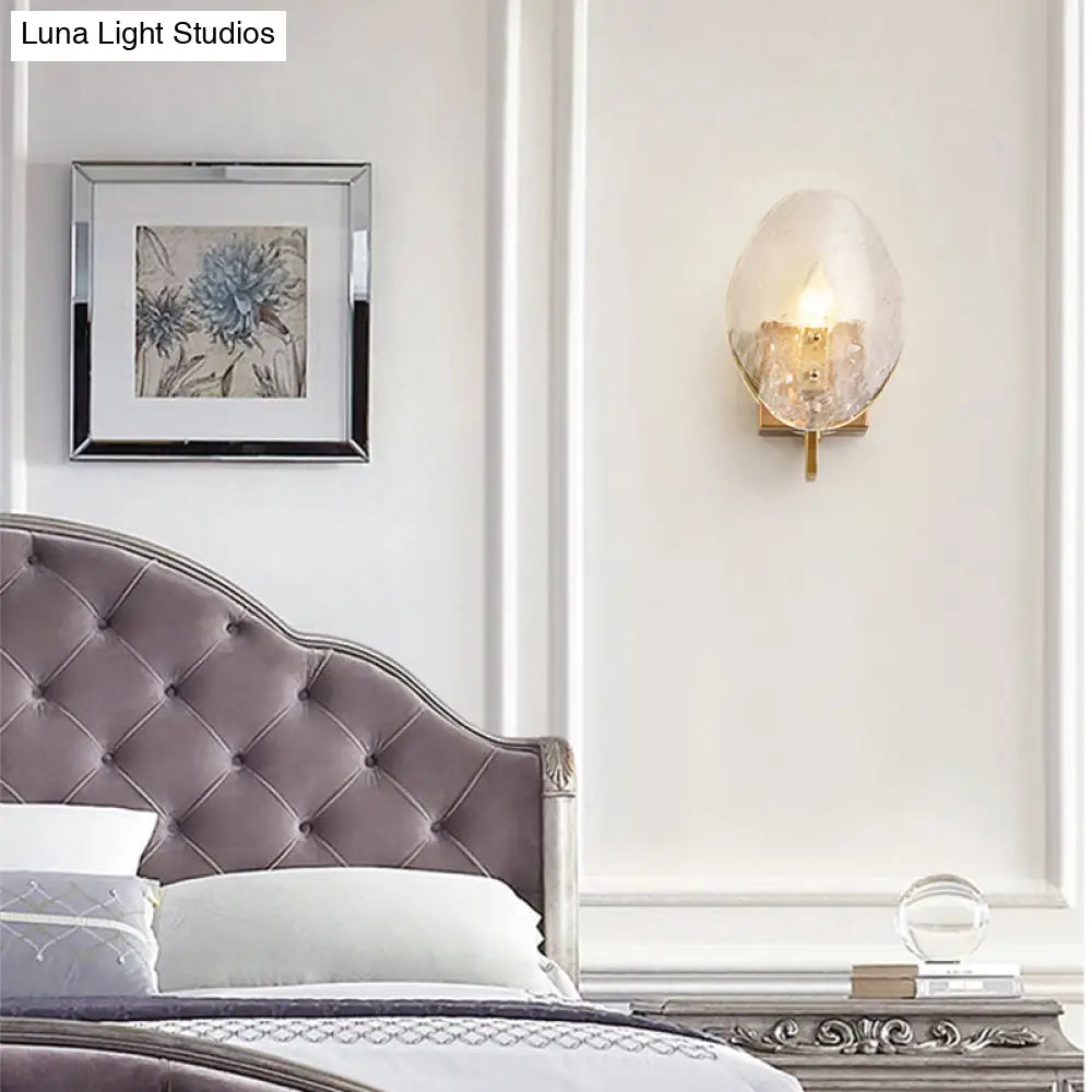 DecorBites™ Modernist Glass Shield Wall Lamp: Golden Sconce Light with Arm