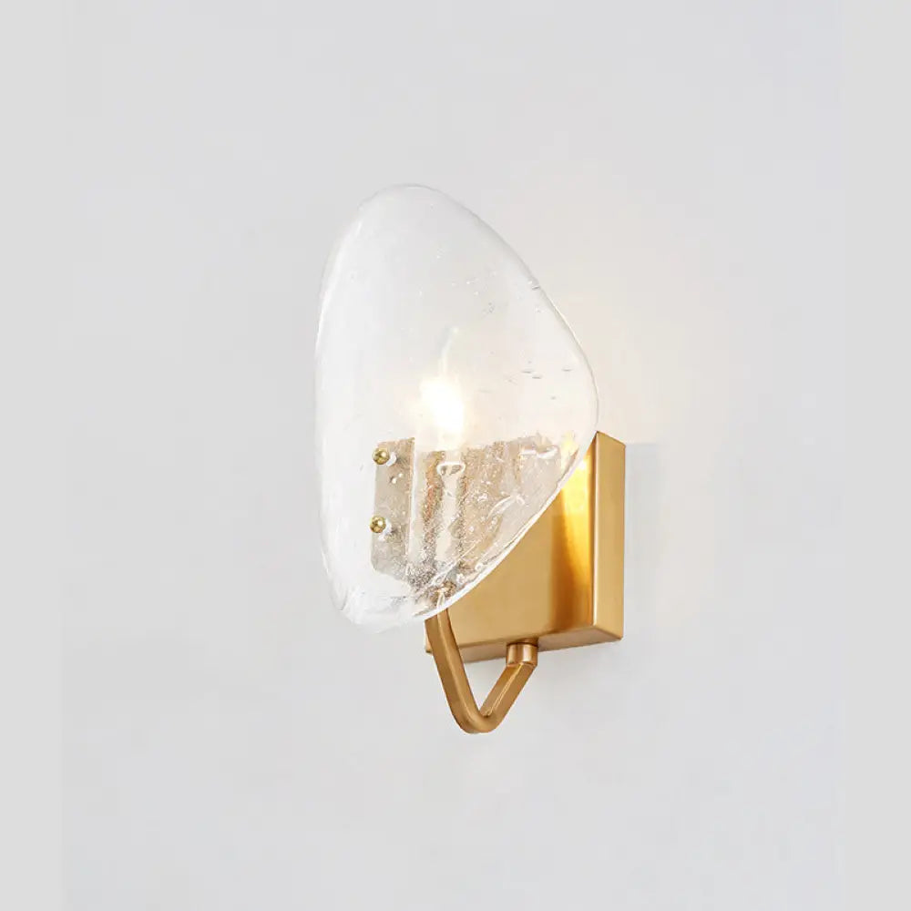 DecorBites™ Modernist Glass Shield Wall Lamp: Golden Sconce Light with Arm