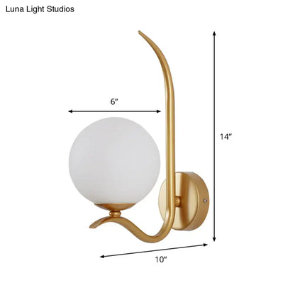 Modernist gold and white glass sconce light for bedroom