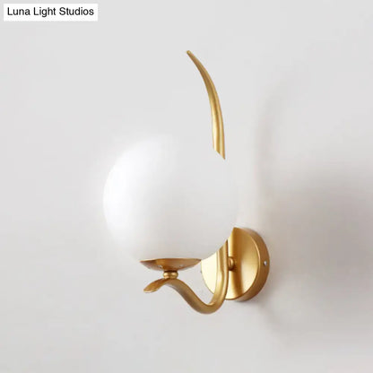 Modernist gold and white glass sconce light for bedroom