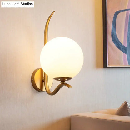 Modernist gold and white glass sconce light for bedroom