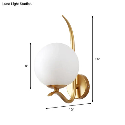 Modernist gold and white glass sconce light for bedroom
