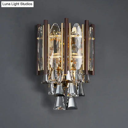 Modernist gold beveled k9 crystal wall lamp living room 220v-240v