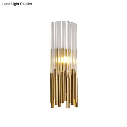 Modernist gold & clear cylinder wall light fixture bedroom sconce
