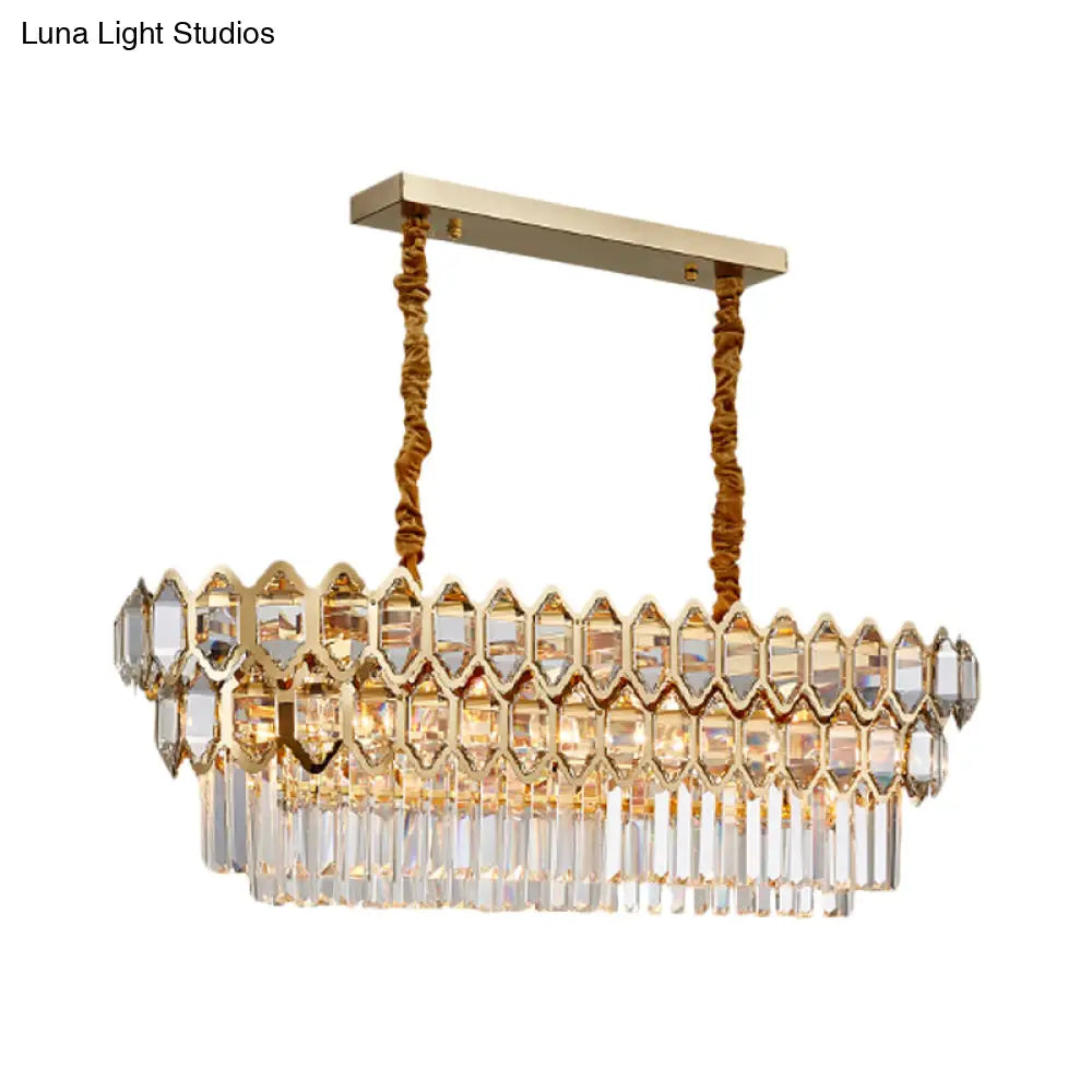 DecorBites™ Modernist Gold Crystal Pendant Light with 10-Bulb Quatrefoil Tiered Design