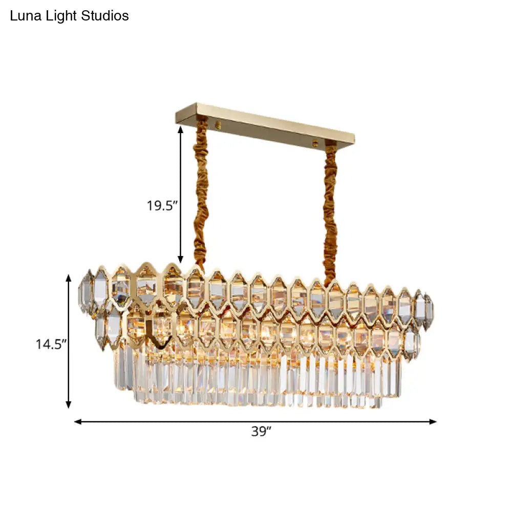 DecorBites™ Modernist Gold Crystal Pendant Light with 10-Bulb Quatrefoil Tiered Design