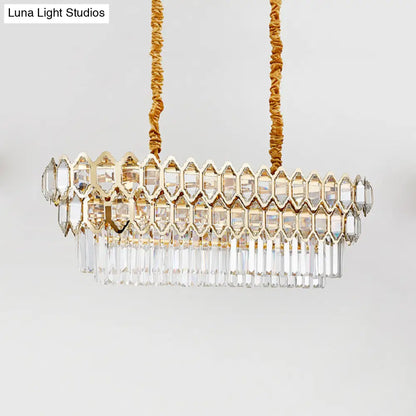 DecorBites™ Modernist Gold Crystal Pendant Light with 10-Bulb Quatrefoil Tiered Design