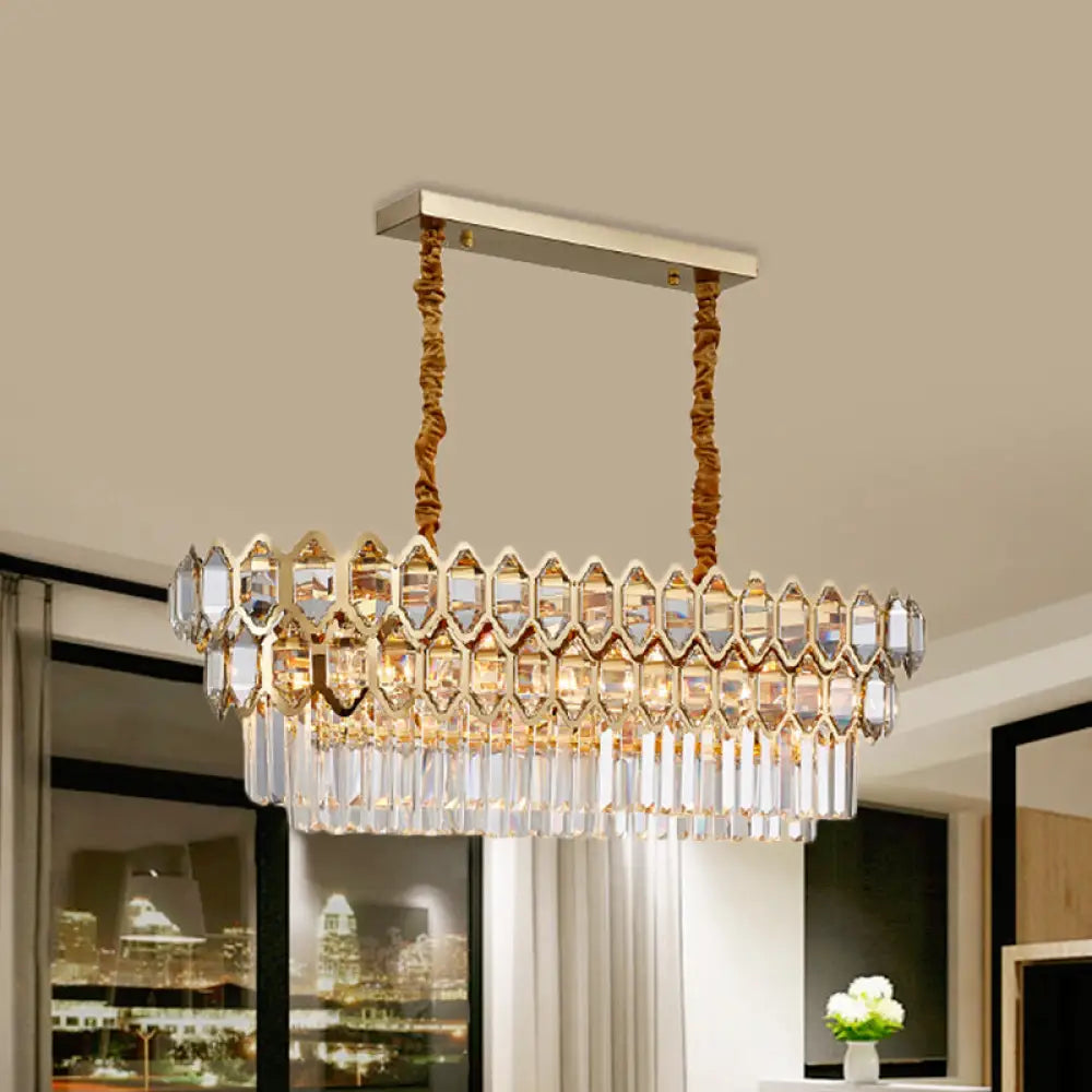 DecorBites™ Modernist Gold Crystal Pendant Light with 10-Bulb Quatrefoil Tiered Design