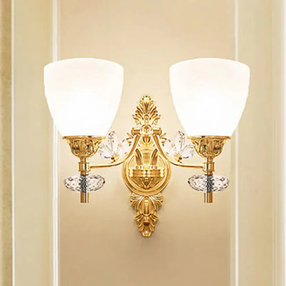 Modernist gold finish crystal wall light bedroom sconce