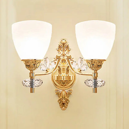Modernist gold finish crystal wall light bedroom sconce