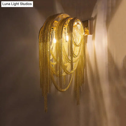 DecorBites™ Modernist Gold Finish Tassels Wall Sconce - Aluminum LED Wall Mount Lamp