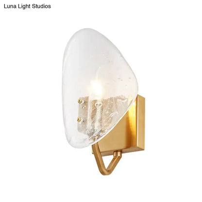 Modernist gold glass shield wall lamp bedroom sconce light