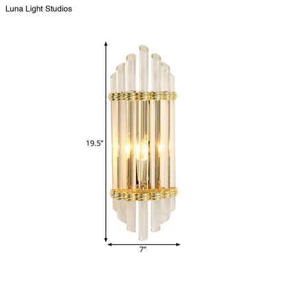 DecorBites™ Modernist Gold Wall Sconce Lamp with Arced Crystal Tubes - 2-Light Wall Mount Fixture