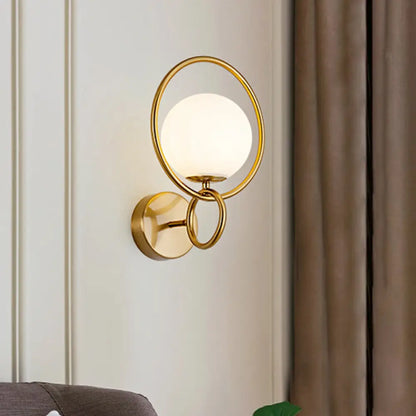 DecorBites™ Modernist Gold Wall Sconce Light with White Glass Shade