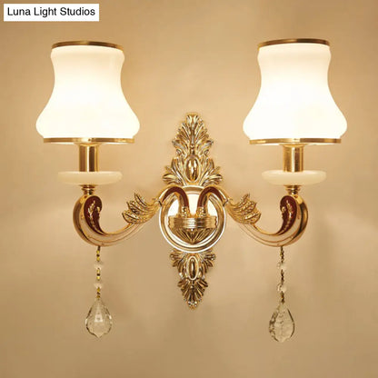 DecorBites™ Modernist Gold Wall Sconce with Glass Shade - Elegant Living Room Fixture