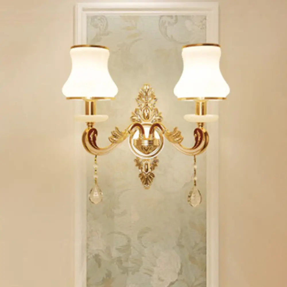 DecorBites™ Modernist Gold Wall Sconce with Glass Shade - Elegant Living Room Fixture