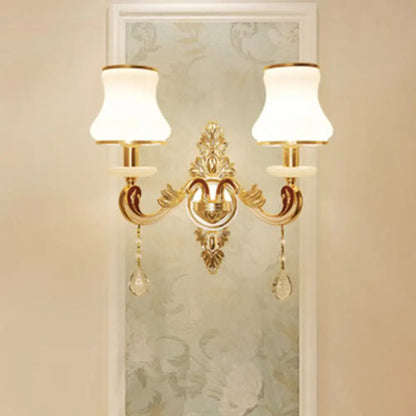 DecorBites™ Modernist Gold Wall Sconce with Glass Shade - Elegant Living Room Fixture