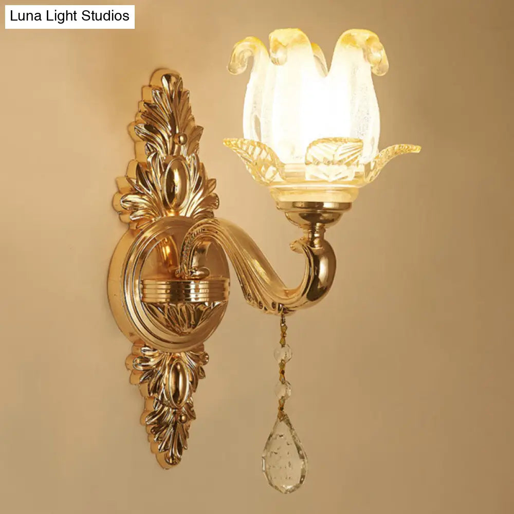 DecorBites™ Modernist Gold Wall Sconce with Glass Shade - Elegant Living Room Fixture