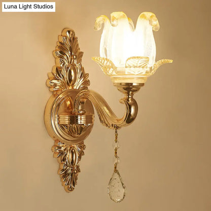 DecorBites™ Modernist Gold Wall Sconce with Glass Shade - Elegant Living Room Fixture