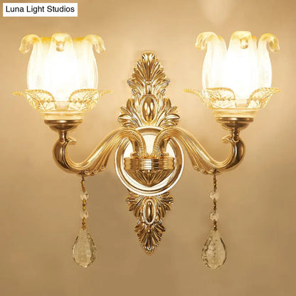 DecorBites™ Modernist Gold Wall Sconce with Glass Shade - Elegant Living Room Fixture