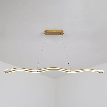 Modernist gold wavy led island pendant dining room light