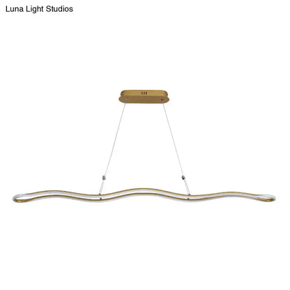 Modernist gold wavy led island pendant dining room light