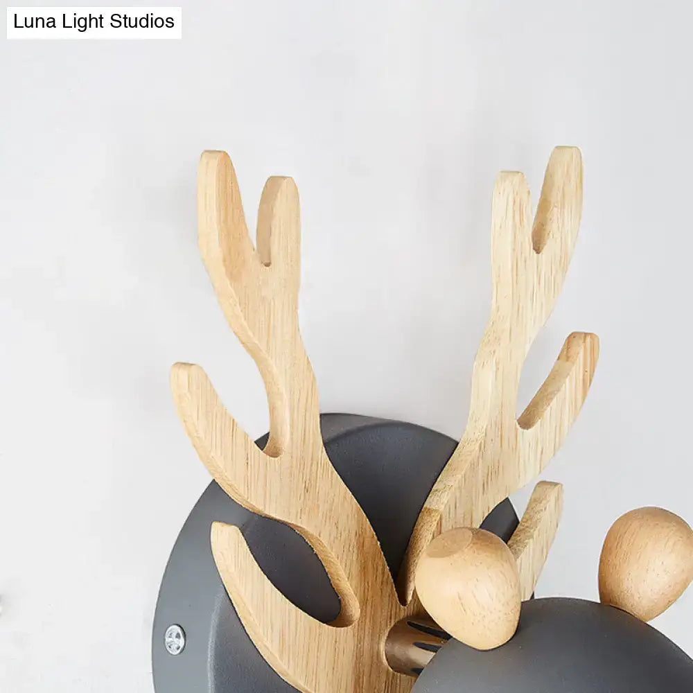 Modernist green and wood antler cylinder shape sconce bedroom light