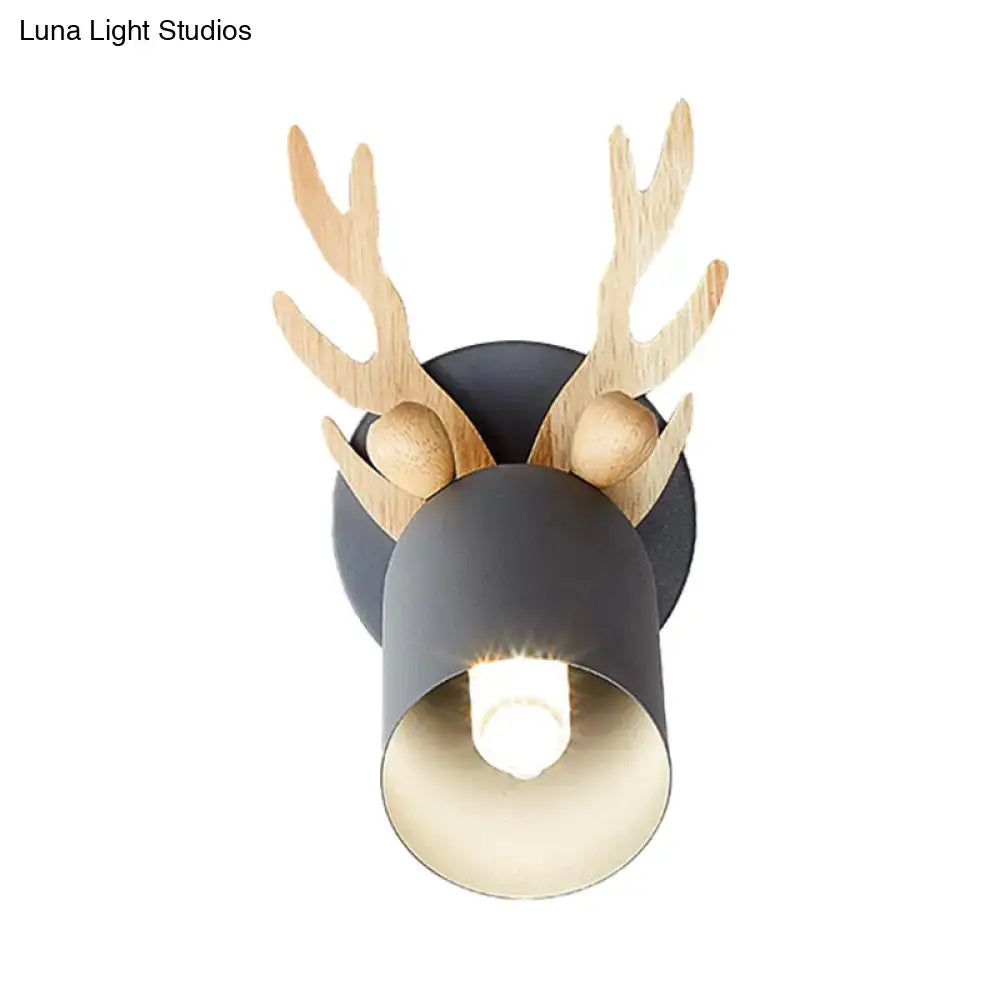 Modernist green and wood antler cylinder shape sconce bedroom light