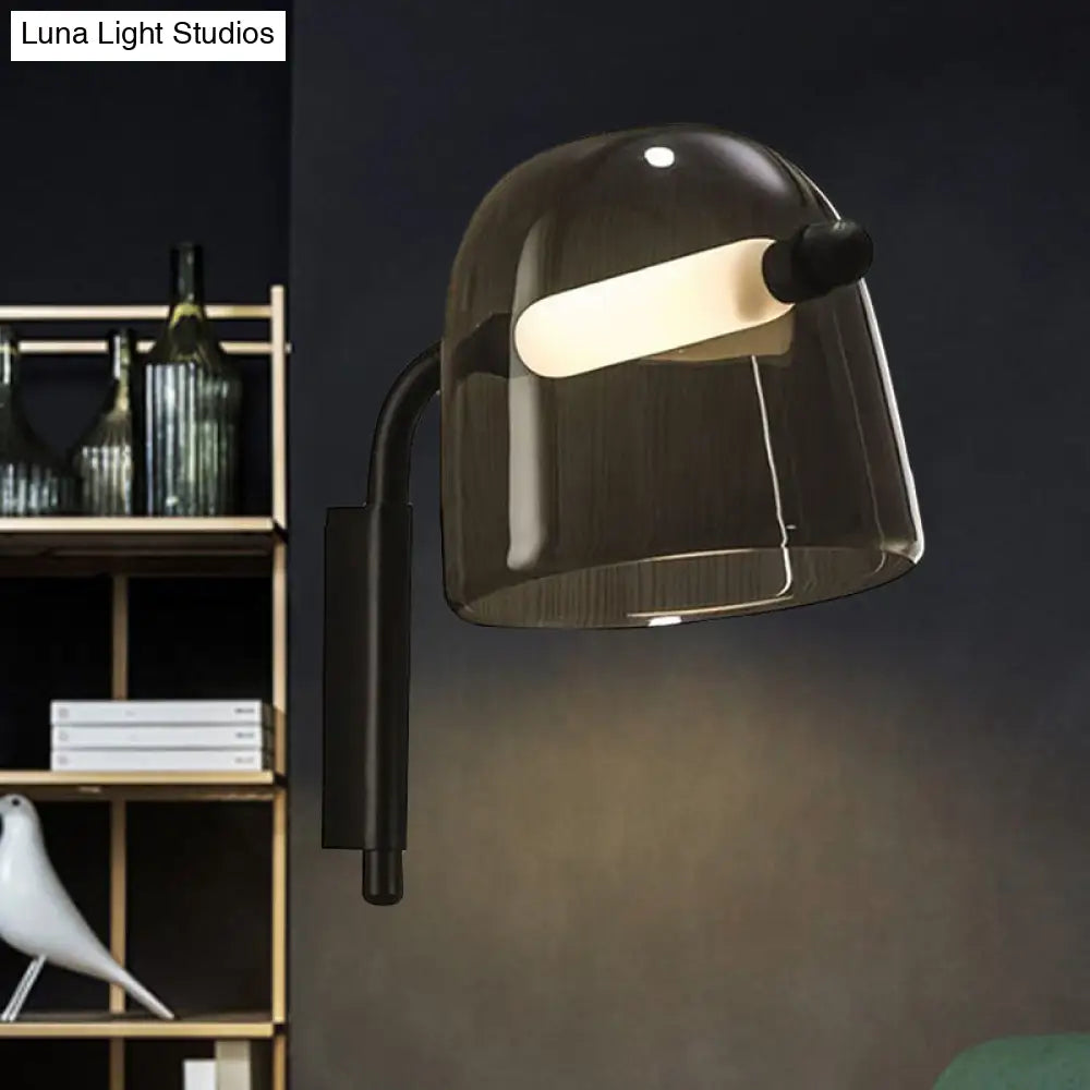 DecorBites™ Modernist LED Dome Living Room Sconce Wall Lamp in White/Black Glass