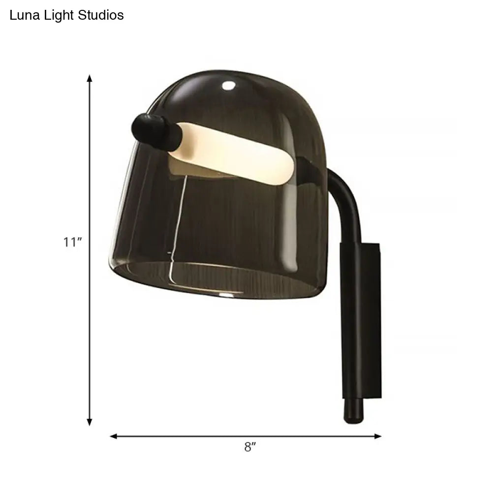 DecorBites™ Modernist LED Dome Living Room Sconce Wall Lamp in White/Black Glass