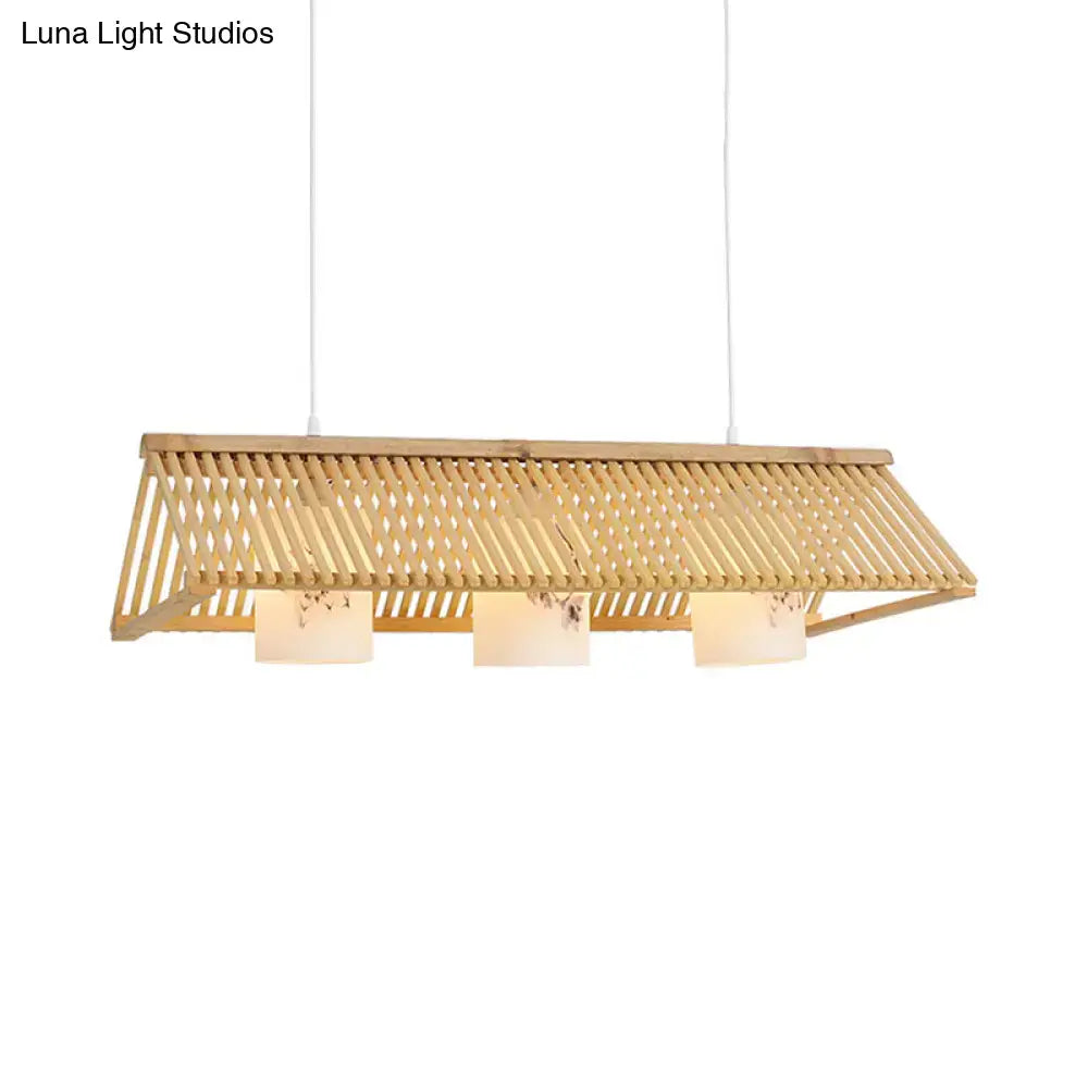 Modernist linear island lighting bamboo 3-light dining room lamp