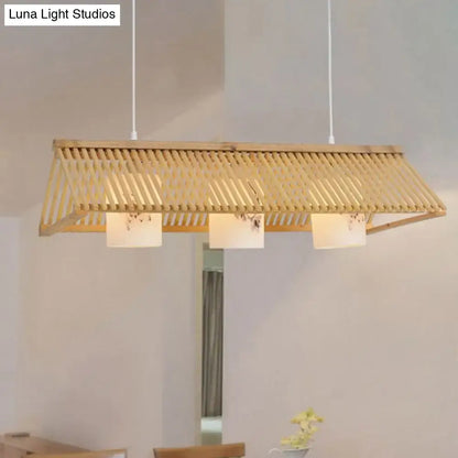 Modernist linear island lighting bamboo 3-light dining room lamp