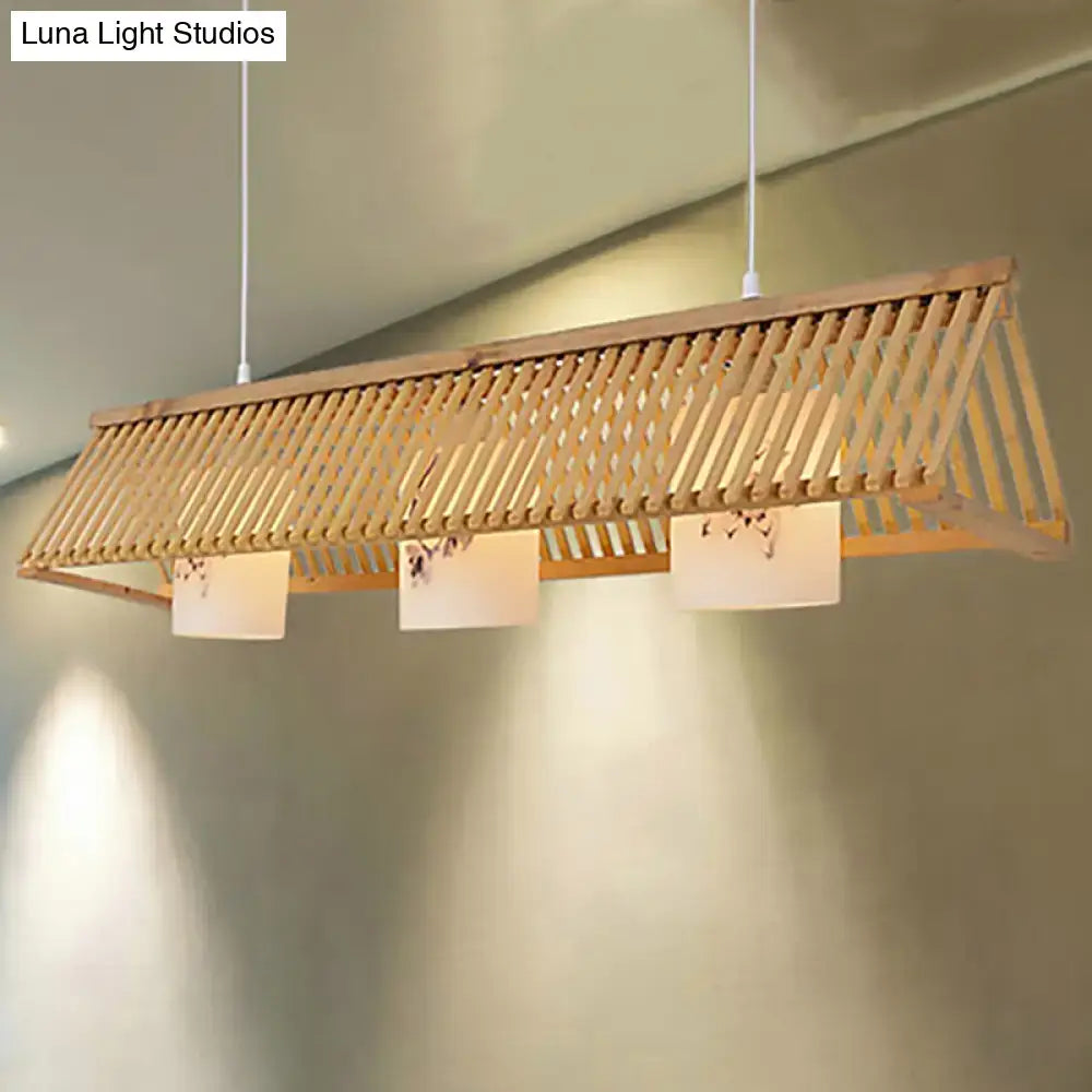Modernist linear island lighting bamboo 3-light dining room lamp