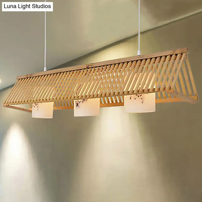 Modernist linear island lighting bamboo 3-light dining room lamp