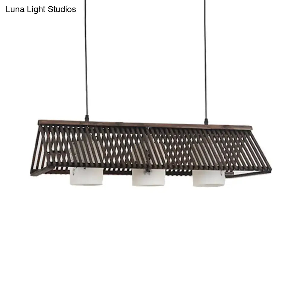 Modernist linear island lighting bamboo 3-light dining room lamp