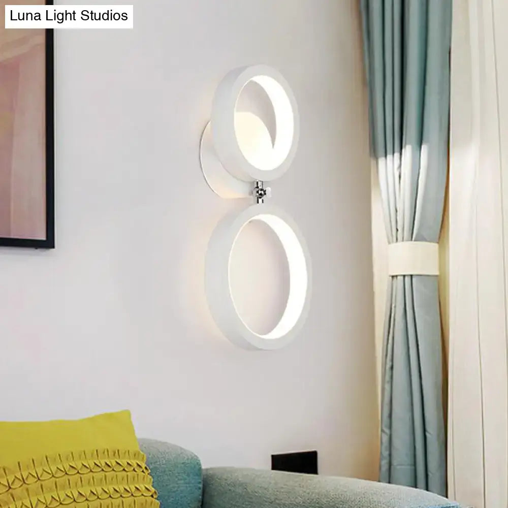 Modernist matte beige double ring wall lamp for bedroom corners