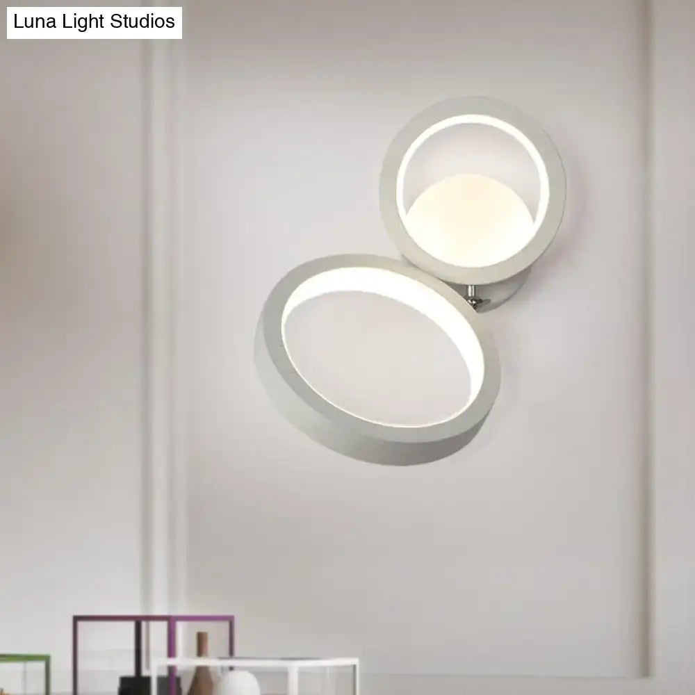 Modernist matte beige double ring wall lamp for bedroom corners