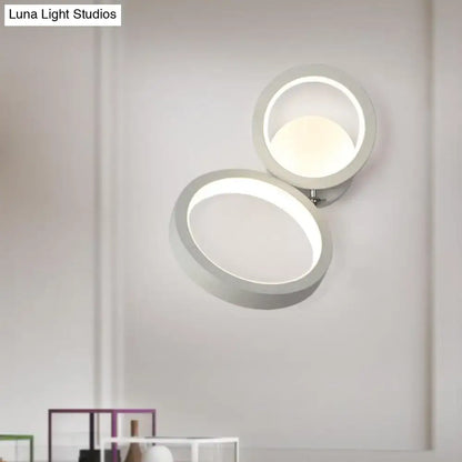 Modernist matte beige double ring wall lamp for bedroom corners
